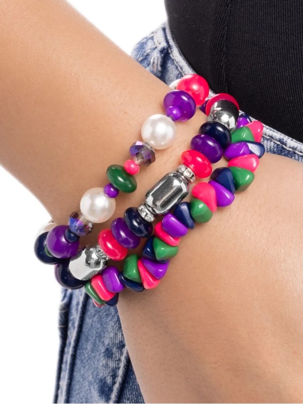 🟣⚪️🟢 “STIRRING STACK” PURPLE BRACELET ~ PAPARAZZI❗️ 🟢⚪️🟣 3 IN 1❗️